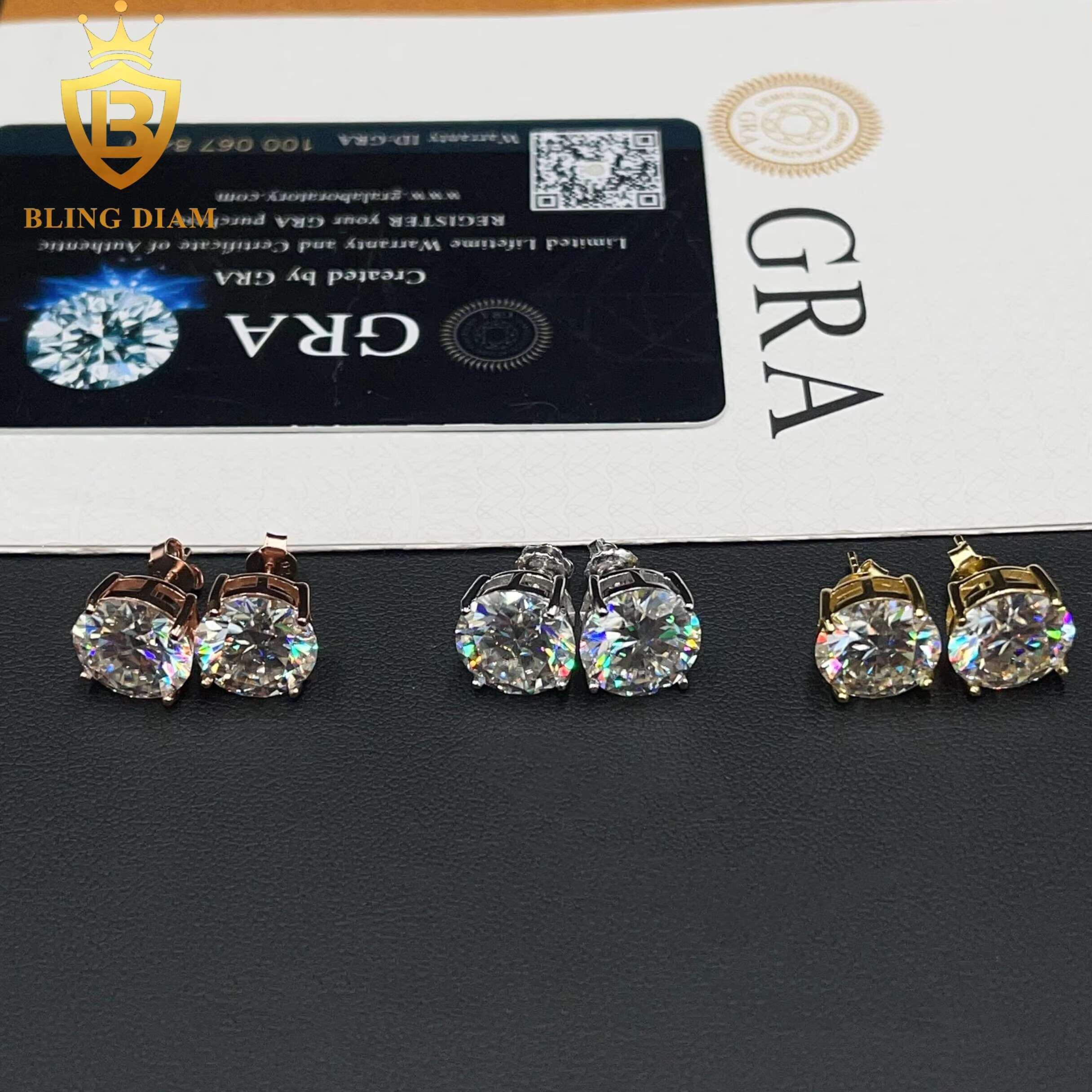 10mm 11mm Fine Jewelry Iced Out 925 Sterling Silver VVS Moissanite Diamond Screw Back Stud Earrings