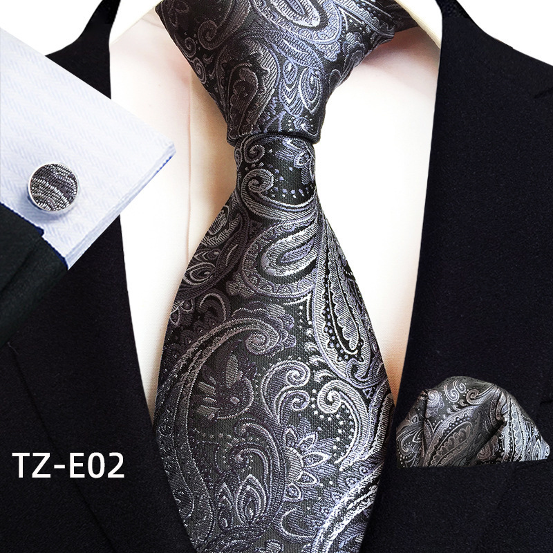 Yongfeng Straight 2025 Paisley Waist Flower Mens Tie Pocket Towel Cuff Three Piece Set 250103
