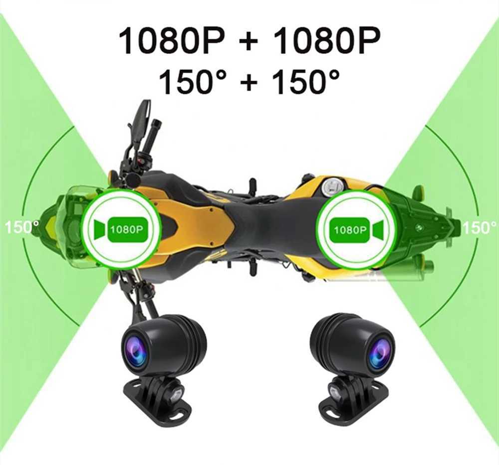 car dvr Dual 1080P Motorcycle DVR Full Body Waterproof Moto Camera WiFi GPS Dash Cam Front Rear Driving Video Recorder Black Box R250506