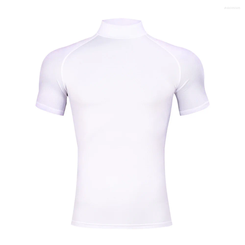 Men's T Shirts Mens Bodybuilding Sports Tight T-shirt Summer Compression Turtleneck Short Sleeve Gym Fitness Running Quick Dry Male Workout