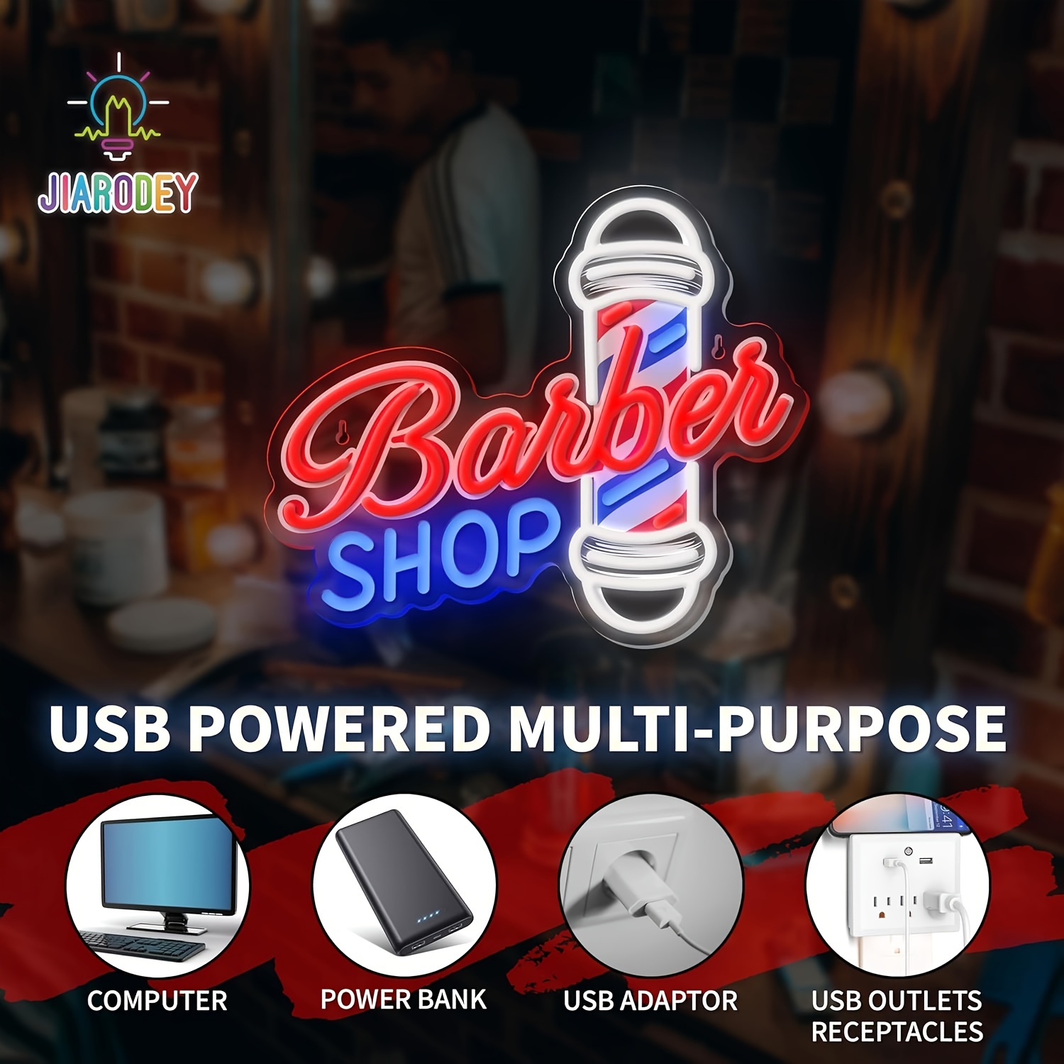 Barber Shop Neon Sign LED Lights for Hair Salon Decor - Dimmable Advertising Light Up for Studio, Business Store - Hairdresser Gift