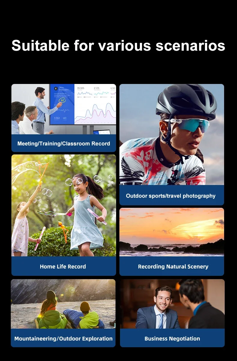 New 2K/4K High-definition Camera for Video Recording Outdoor Sports Sunglasses with Bluetooth Call Smart Glasses