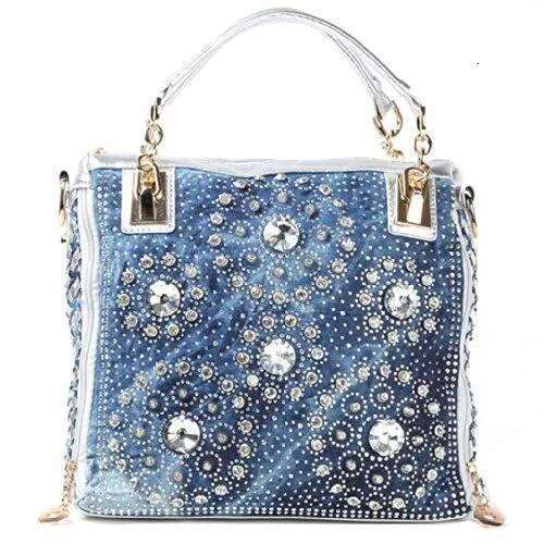 Denim Bags For Women Shoulder Tote With Dia Jean Handbag Crystal Crossbody Bag