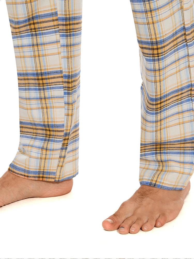 Mens Pajama Set AutumnWinter Fashion Checkered Flannel Printed Long Sleeve Casual Home Wearing 2piece Soft Lounge y250427