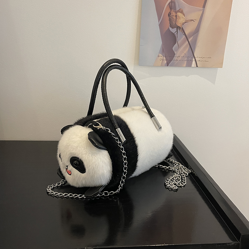 panda plush crossbody bag new cute plush panda bucket bag large capacity panda shoulder bucket bag 666