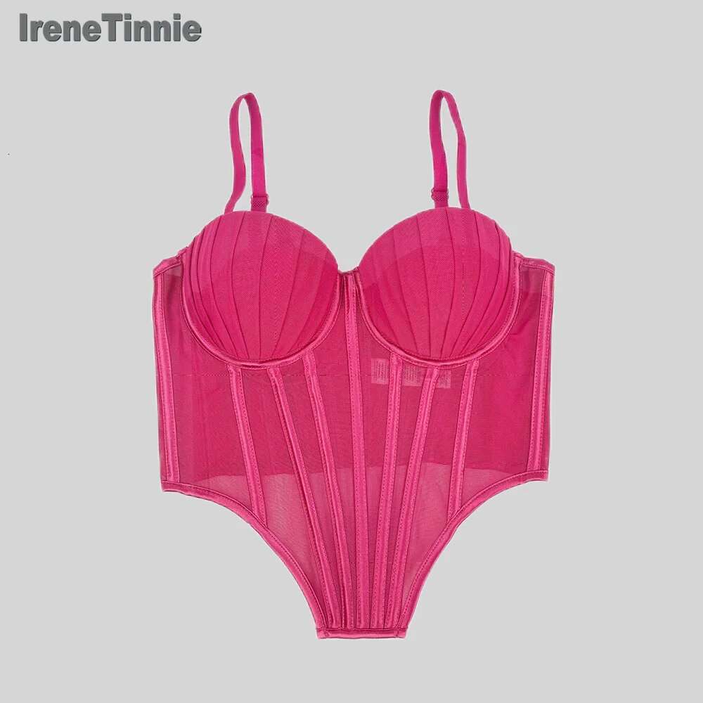IRENE TINNIE-Women's Mesh Transparent Waist Fishbone Bandage, Bustier Corset, Sexy Tops, Fashion, New,2025
