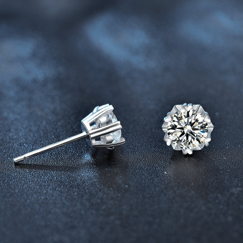 925 Sterling Silver Moissanite Snowflake Stud Earrings, Niche Luxury Design, Christmas Jewelry Gift