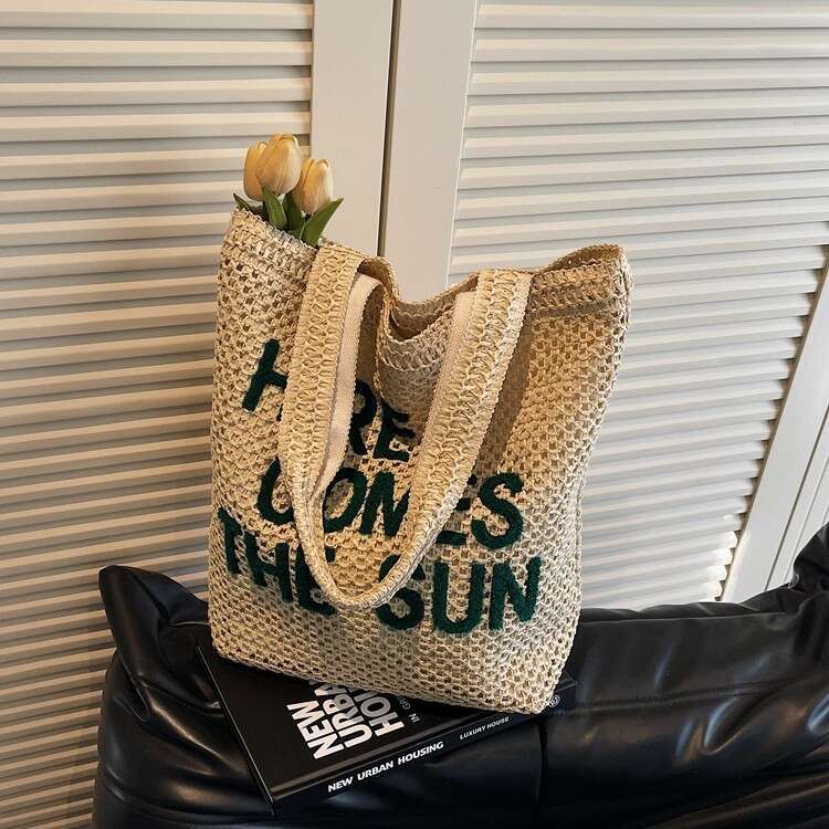 Summer Woven Bag Beach Bag Large Capacity Commuting Straw For Women S Spring And Summer New Fashion Single Shoulder Woven Bag High End Beach Bag KQ KQ