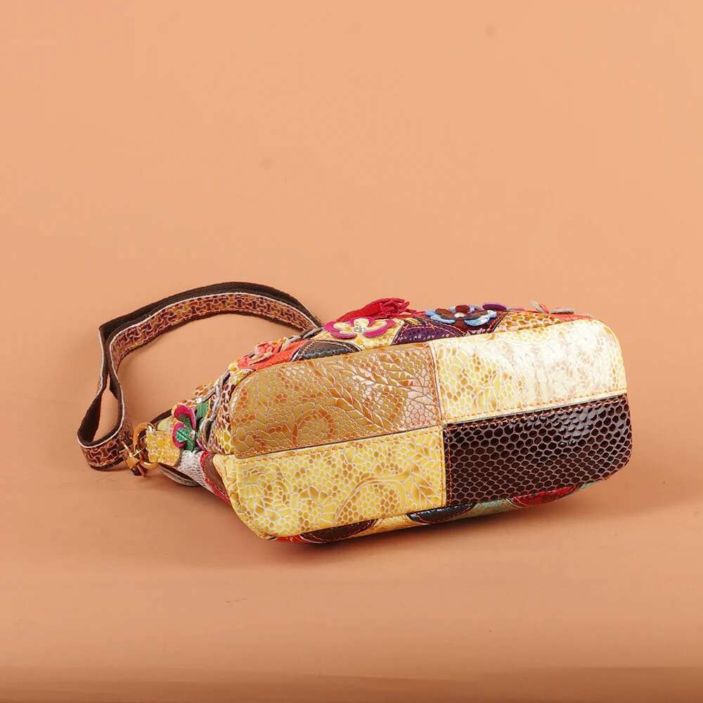 Multi-color snake pattern splicing tassel genuine leather cowhide shoulder personalized casual women's small bag