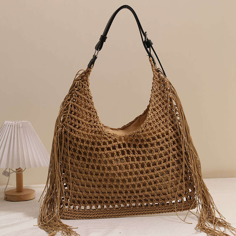 Summer Woven Bag Beach Bag Fashionable Tassel Single Shoulder New Hollow Beach Vacation Bag Versatile Large Capacity Woven Bag KQ KQ