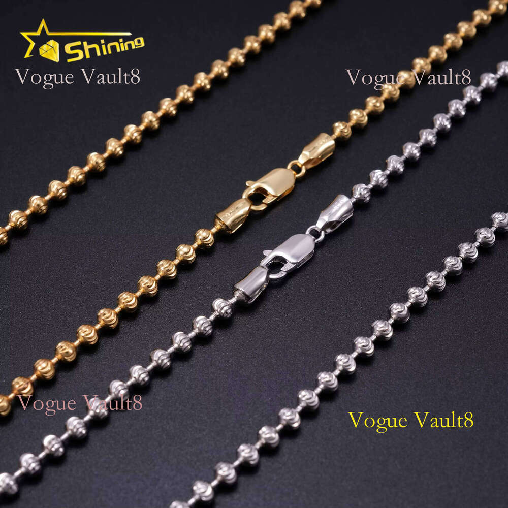 Factory Wholesale Moon Cut Beads Sterling Sier Trendy Jewelry Daily Cuban Link Necklace 4mm Chain
