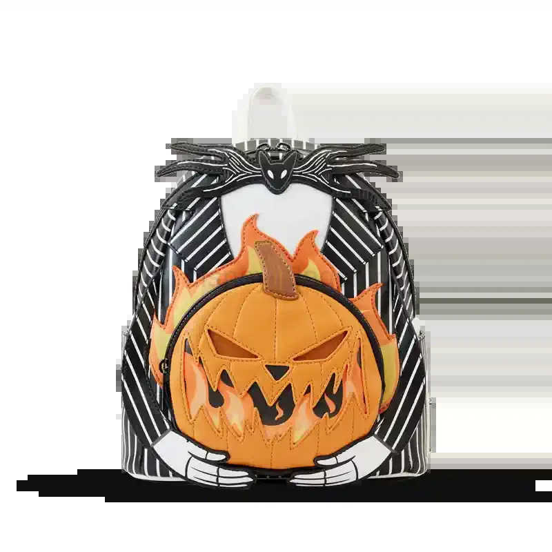 Disney Loungefly Disney The Nightmare Before Christmas Jack Skellington Pumpkin Glowing Mini Backpack Casual Bags Kids School BagXJ250506