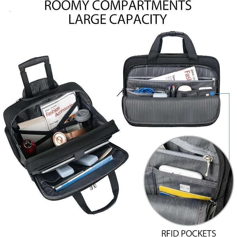 17.3 Inch Bag, Waterproof Overnight Rolling Bags, Laptop Bags for Travel/Work/Business,Stylish Carry on Briefcase