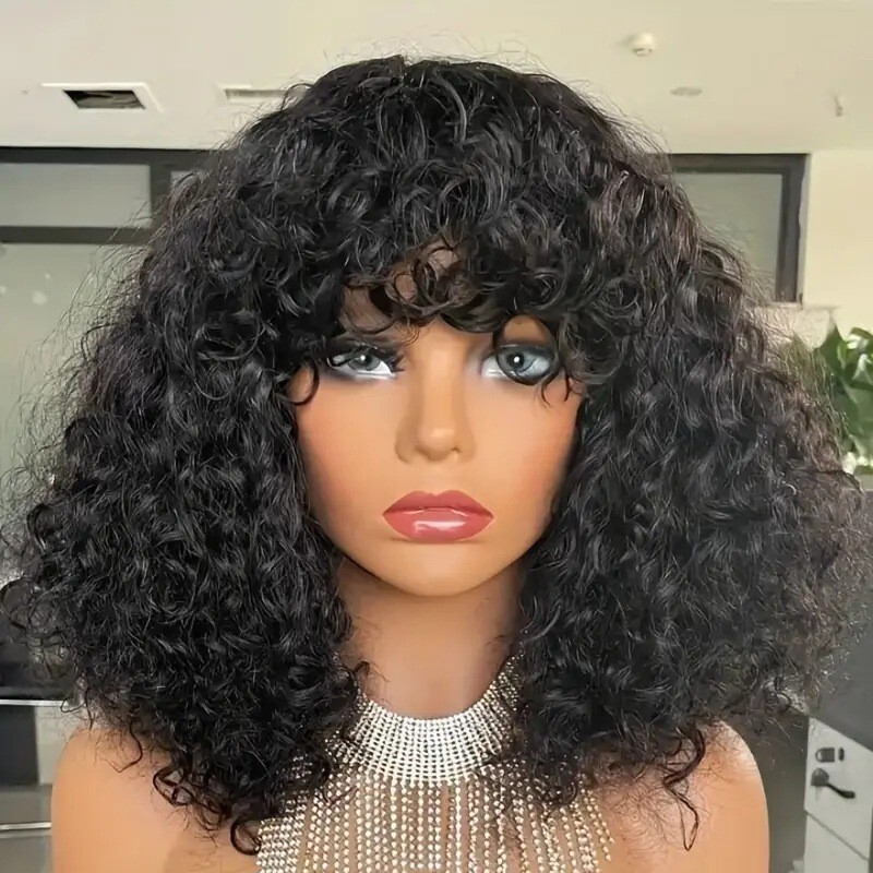 Womens New Fashion Wig Short Curly Hair Wrapping Tube Small Curly Hair Chemical Fiber Full Head Cover Wig