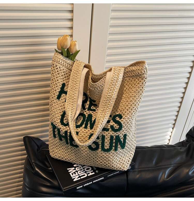 Summer Woven Bag Beach Bag Large Capacity Commuting Straw For Women S Spring And Summer New Fashion Single Shoulder Woven Bag High End Beach Bag KQ KQ