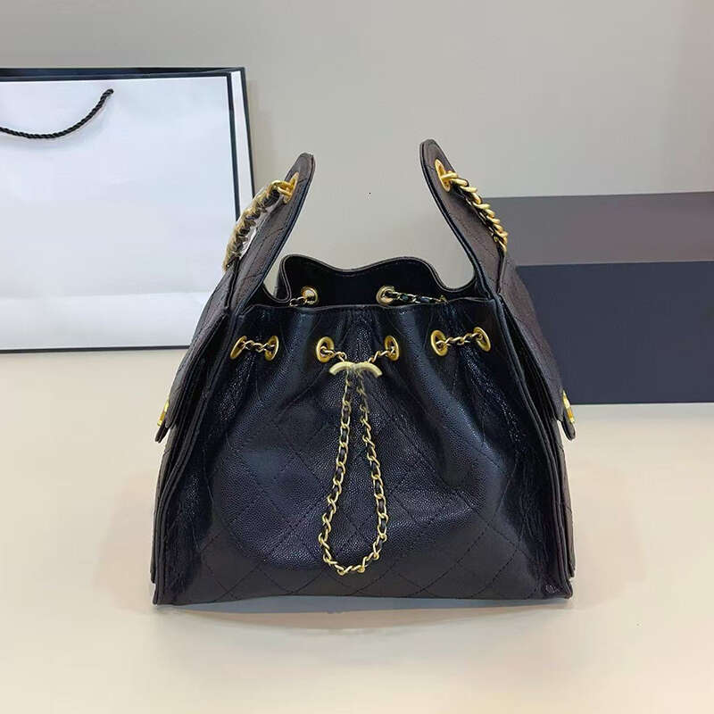 Designer Shoulder Bags Drawstring Chain Denim Hobo 25C Bucket Bag with 2 Pocket Fashion Burgundy Yellow Leather Handbags Totes