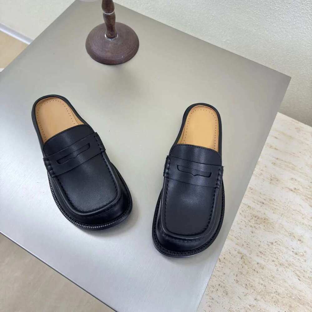 luxury Spring Summer Casual Mid Heels Solid Color Round Toe Shoes For Women Slip-On Concise Slippers Size 35-41 New Arrival Hot