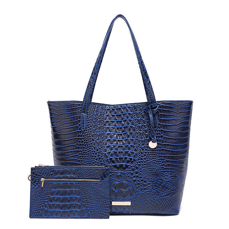 New Handheld Tote Mother and Child Women's Bag with Multi color Brahmin Crocodile Pattern