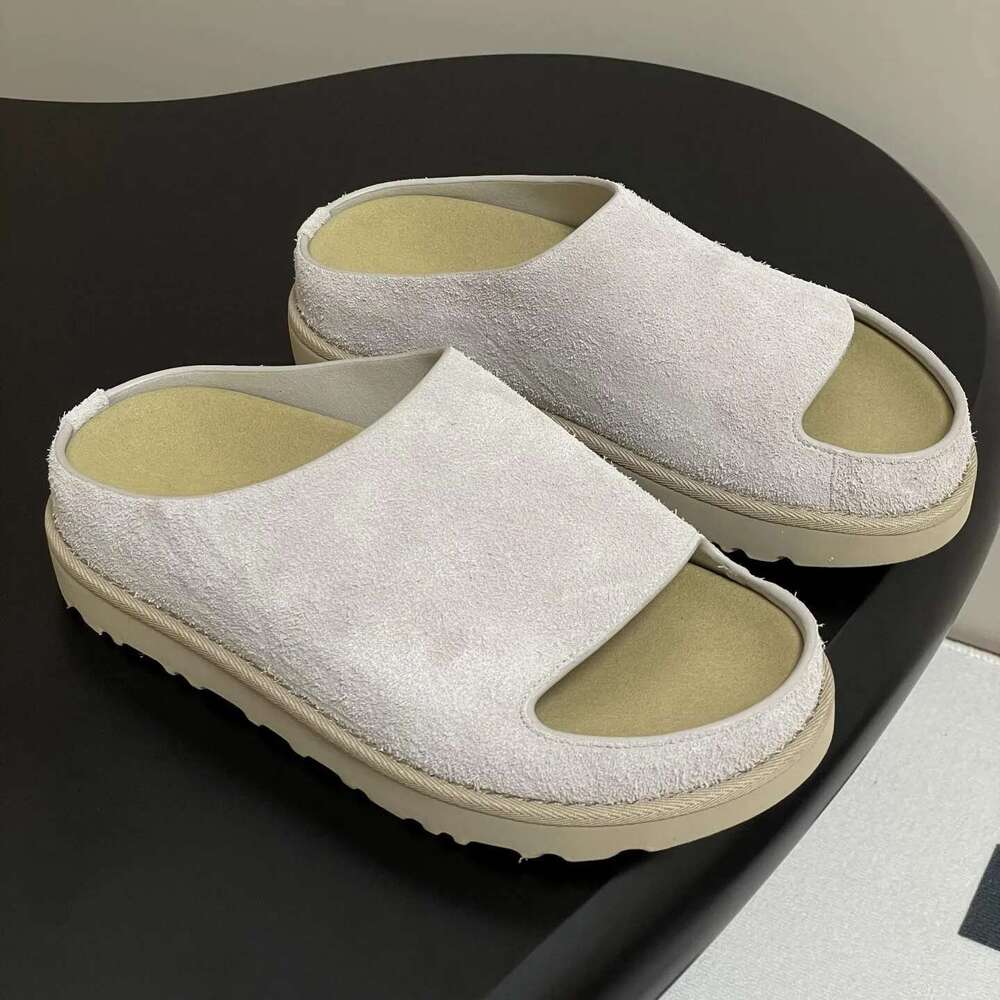 Round Toe Casual Mid Heels Solid Color Thick Bottom Shoes For Women Slip-On Concise Slippers Size 35-40 luxury Spring Autumn New