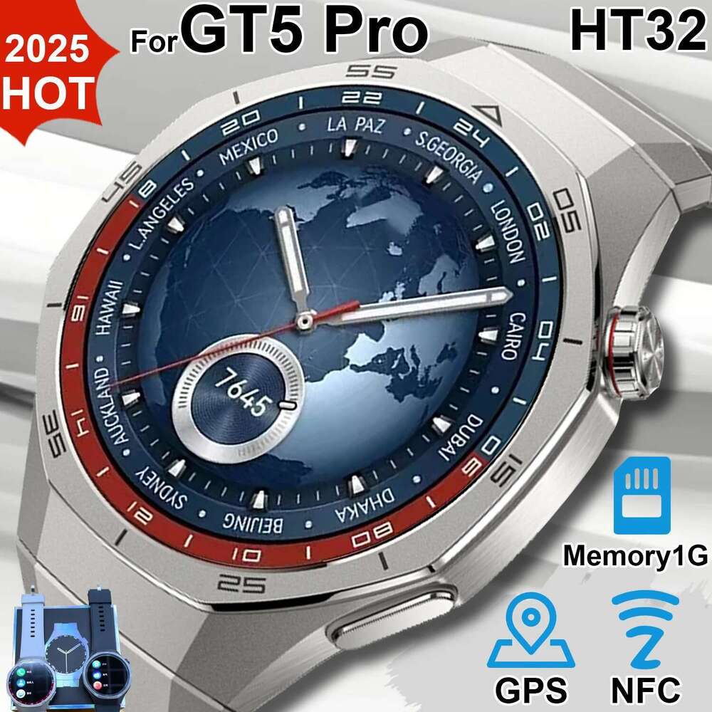 New GT5 Pro HT32 Smart For Huawei 1.43 Inch 466*466 HD Screen GPS Tracker Bluetooth Call Health Monitoring Watch Men Women