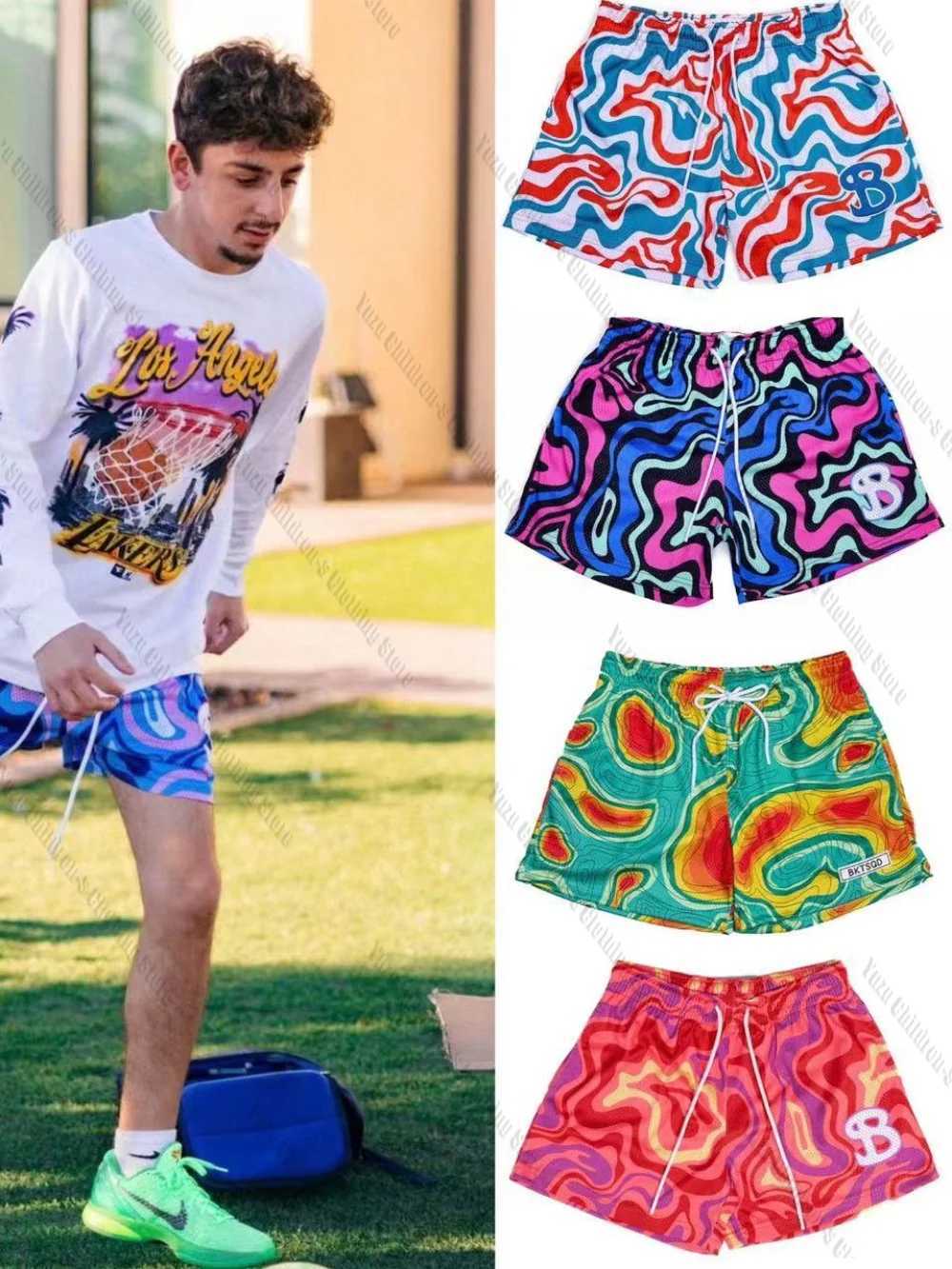 Quick-Drying American Trendy Brand Paint Wind Retro Sports Basketball Shorts Summer Childrens Mens Sports Breathable ShortsT250506