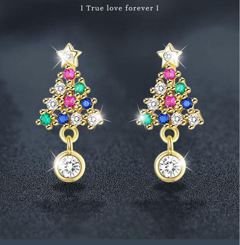 Festive Gifts: S925 Sterling Silver Colored Stone Christmas-Themed Studs