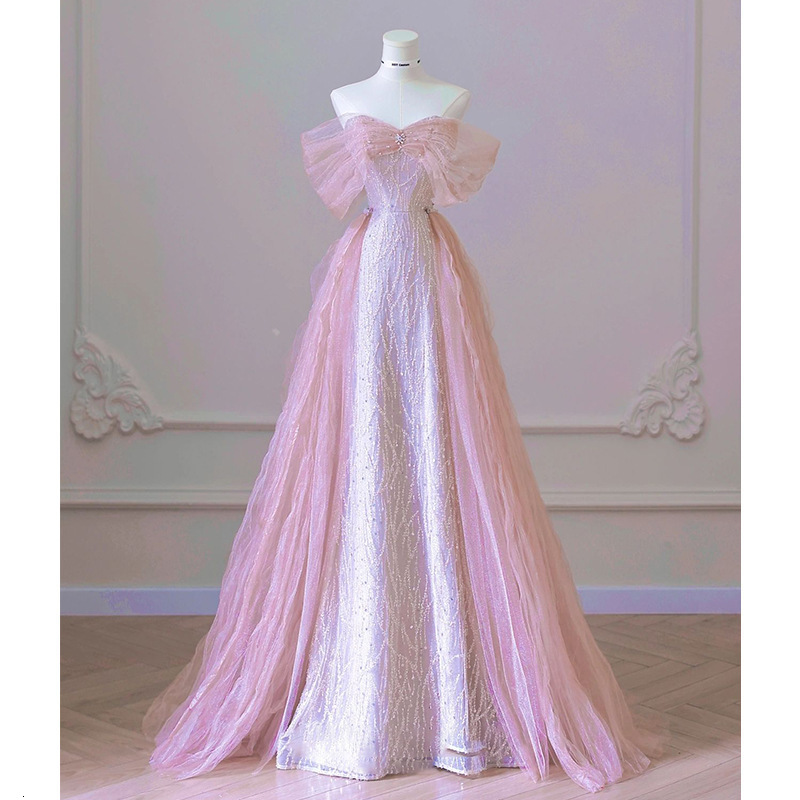 Elegant Off Shoulder Dubai Evening Dresses For Women Exquisite Glitter Wedding Tassel Arabic Formal Party Gown customized 241223