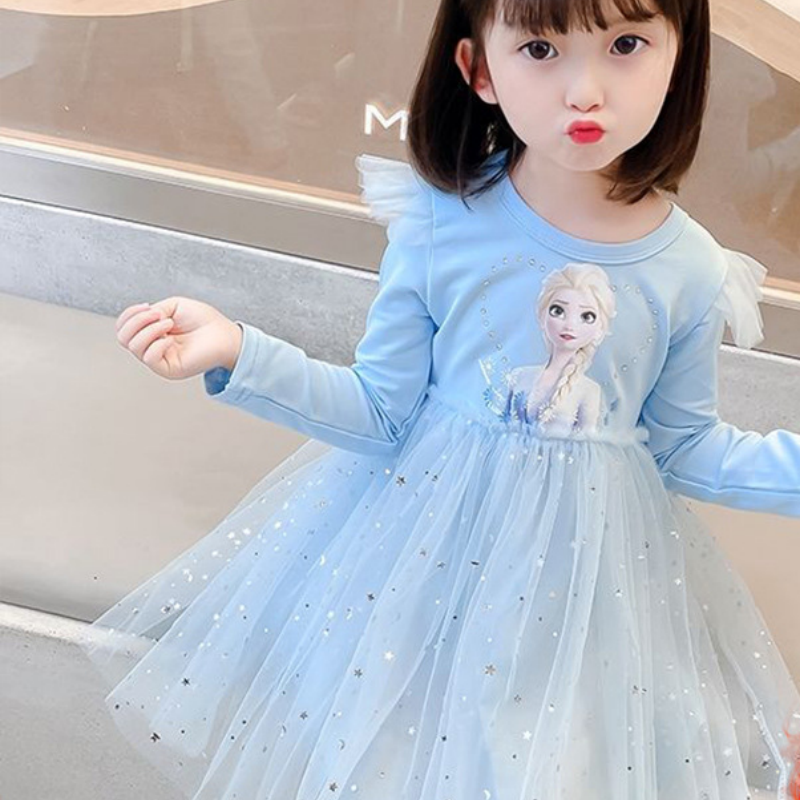 DISNEY Elsa princess dress kids designer clothes Girls' princess dress fluffy autumn skirt children's skirt.