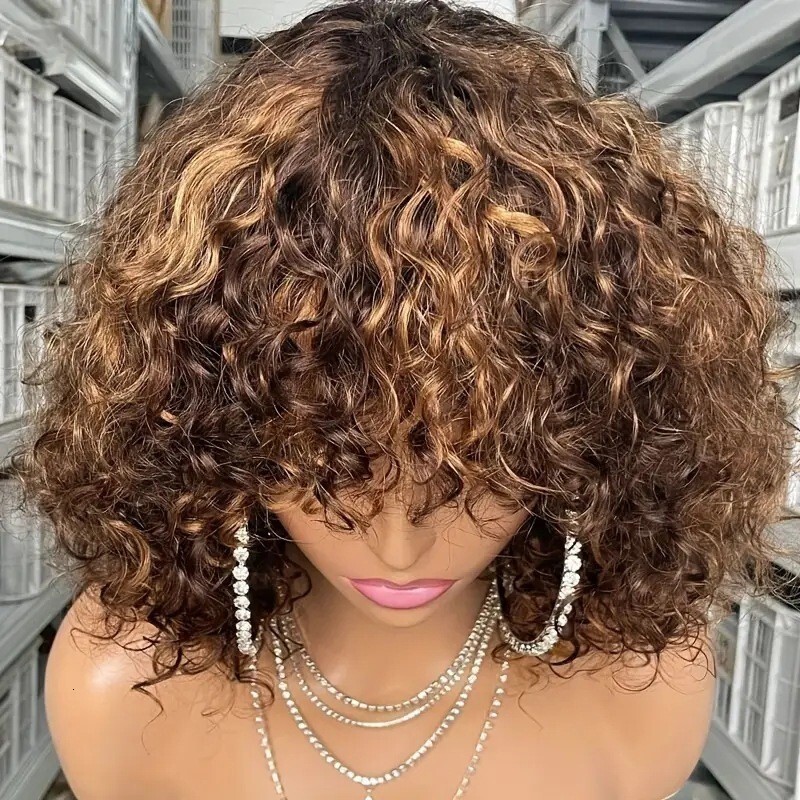 Womens New Fashion Wig Short Curly Hair Wrapping Tube Small Curly Hair Chemical Fiber Full Head Cover Wig