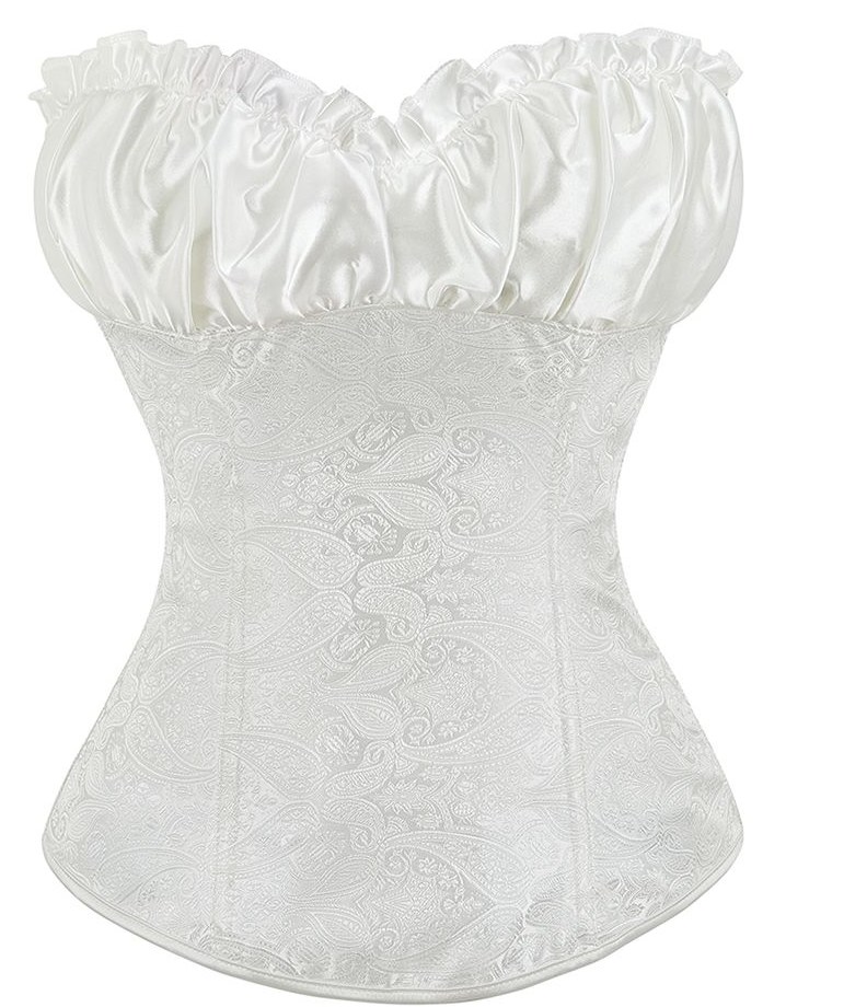 Women's Tanks Zip Side Brocade Women Lace Up Overbust Corset Bustier Outfit Plus Size Korset With Cup Black Apricot White Red Silver 864#