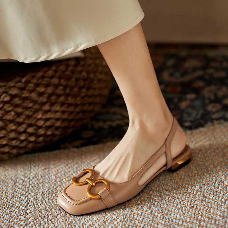Low-heeled Baotou Sandals Womens Summer New Slingback Suede Office Ladies Shoes Sandal Slip on Woman Flats M250512