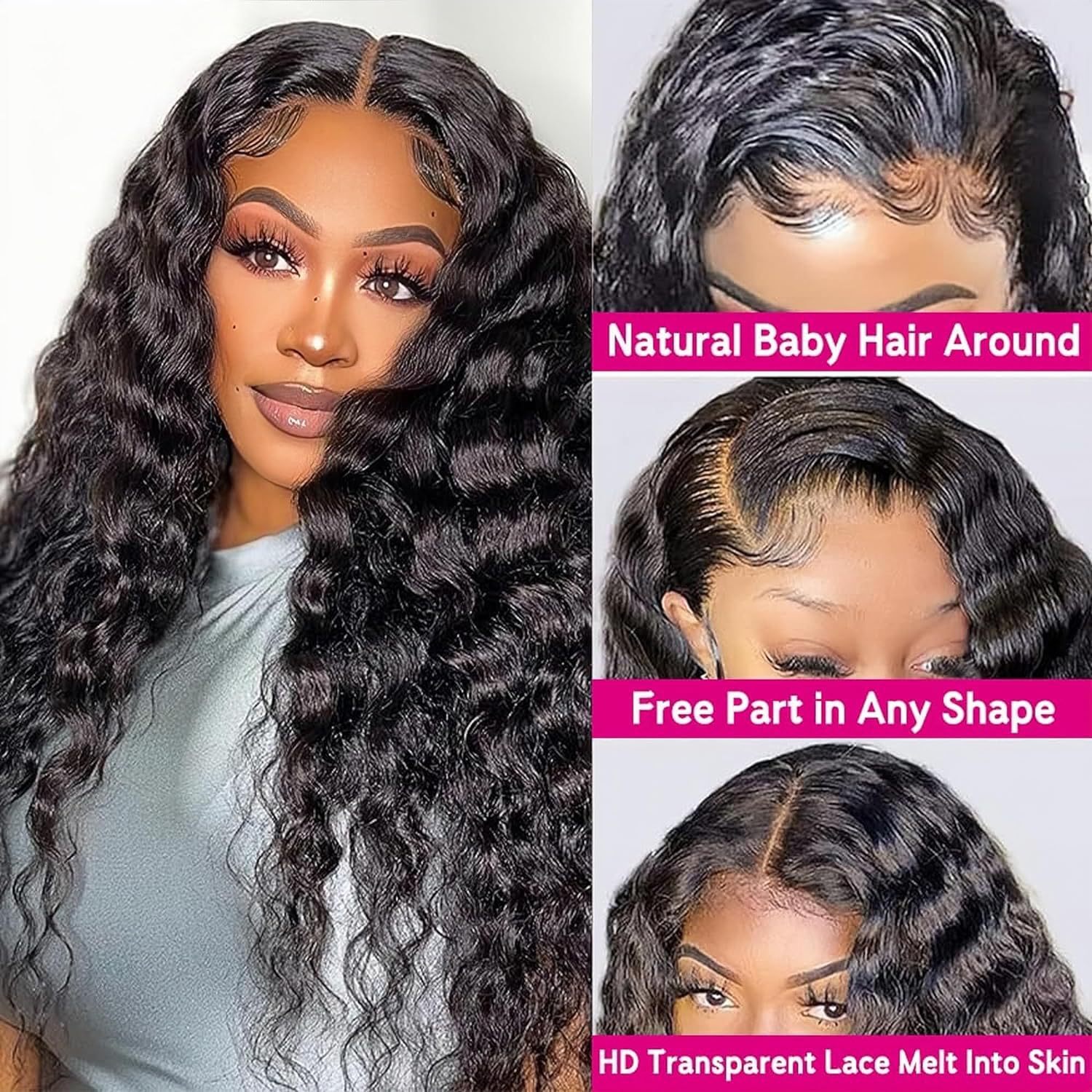 hot Wig selling before lace synthetic wig black mid split long curly hair hand wrapped small roll