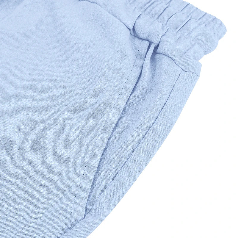 Summer mens loose casual linen breathable Hawaiian simple long sleeved shirt set 250430Z