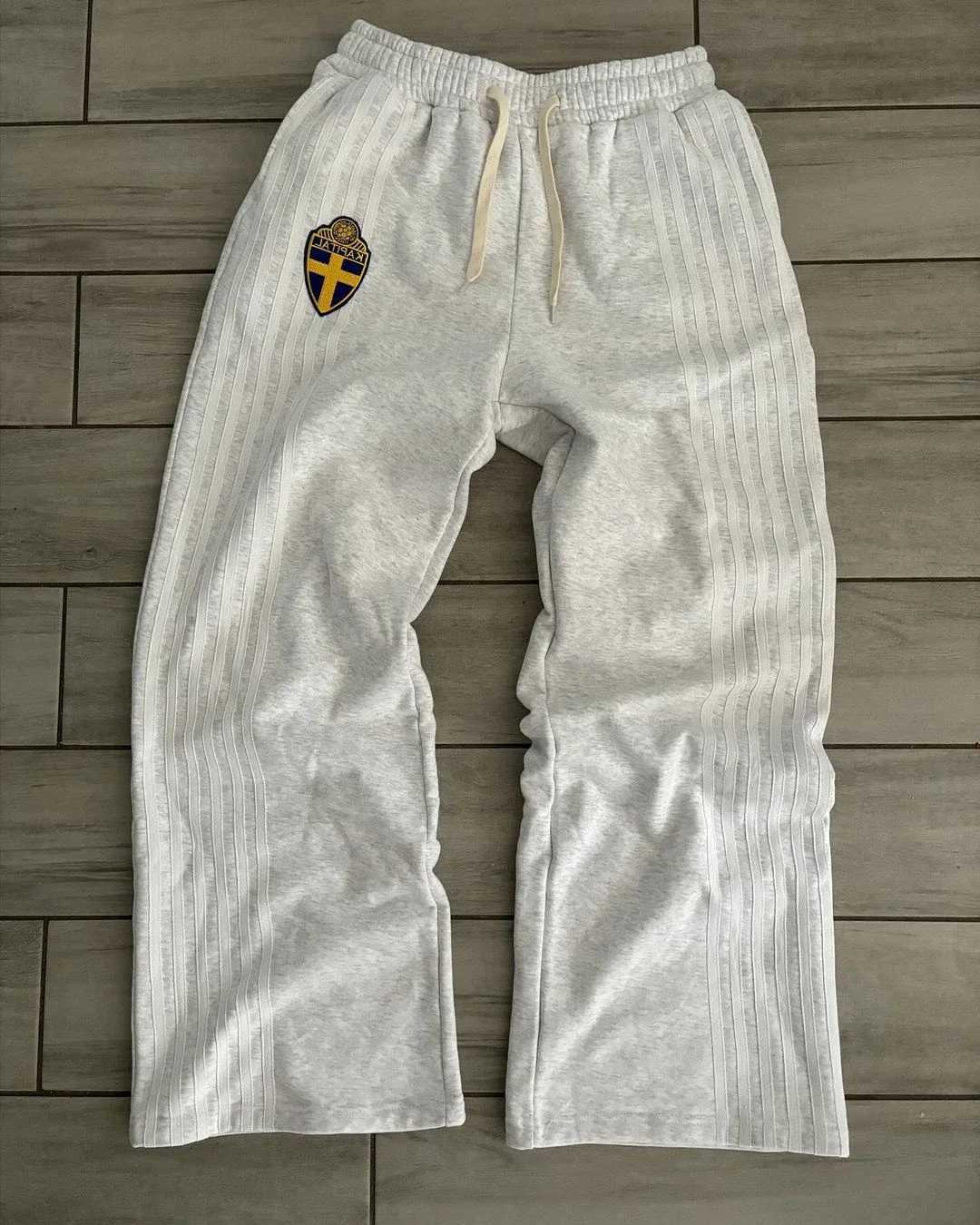 Retro Striped Embroidered Zip Hoody Sweatpants Set Mens Two Piece Set Hip Hop Embroidered Oversized SweatshirtCasual Pants Set w250506