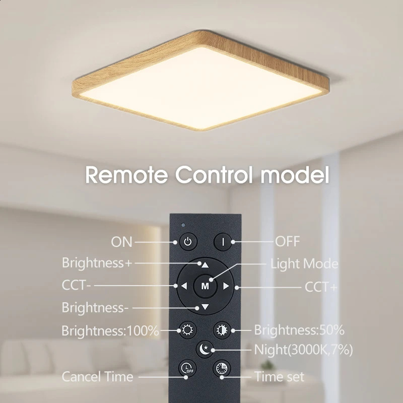 Marpou Tuya intelligent LED pendant light wood grain application voice control AlexaGoogle remote square living room 250427