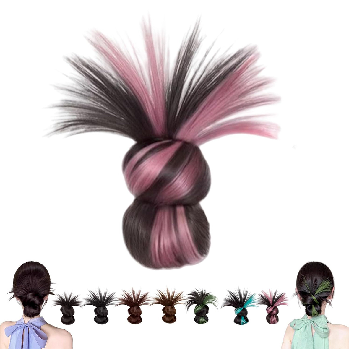 YK Women's Gripper Feather Bun Wig Natural and Stable, Available in 7 Colors Feather Ball Head Easily Increases Your Hair Volume