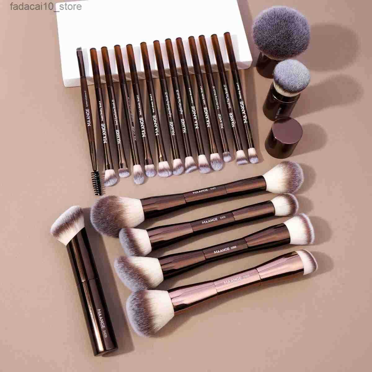 MAANGE 20 pieces/set professional cosmetic brush double-sided basic concealer powder blusher eye shadow brush for liquid cream powder z250506