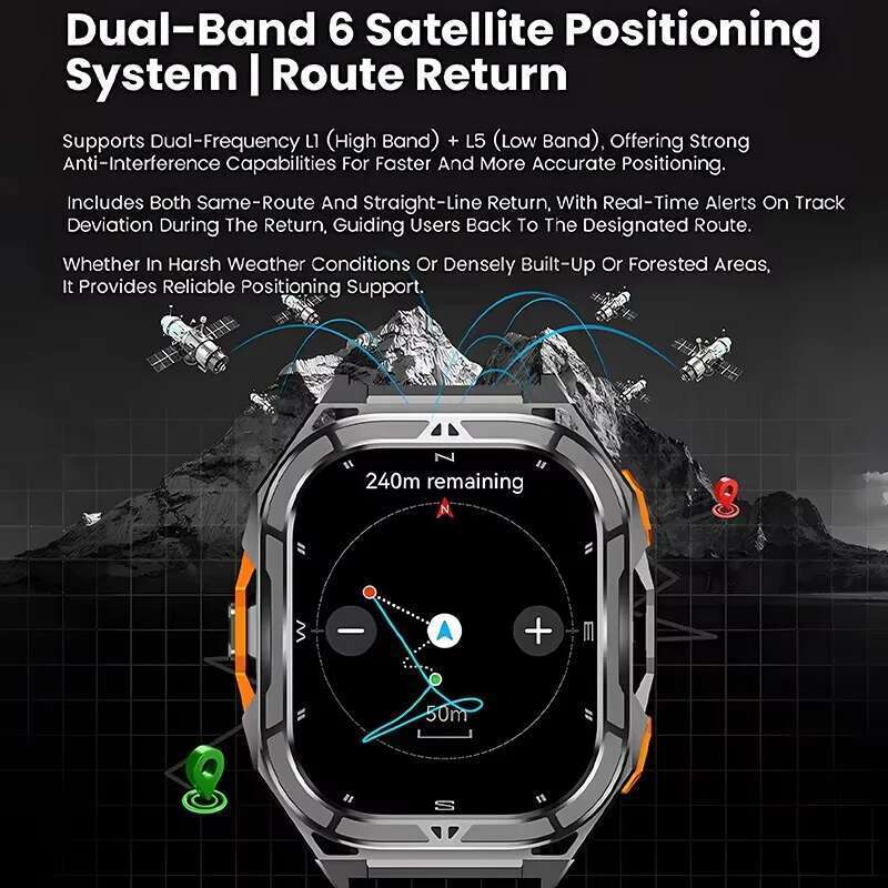 2025 New dual-frequency GPS smartwatch for men, 1.96-inch high-definition AMOLED screen, Compass, Bluetooth call,5ATM waterproof