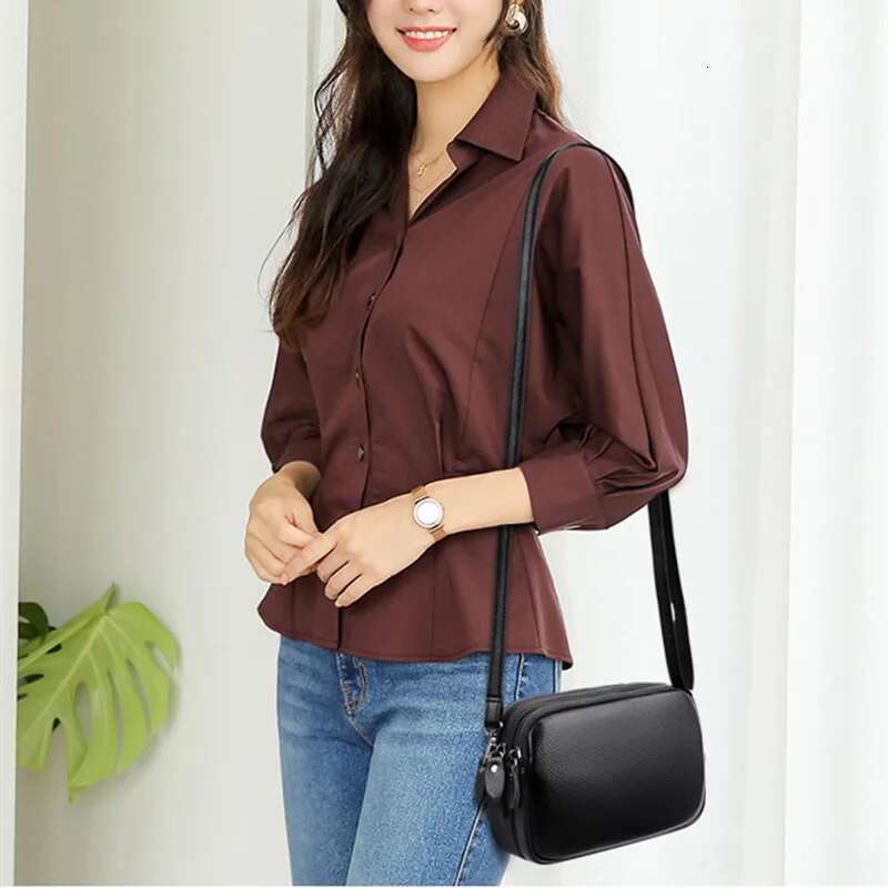 2024 Genuine Leather for Women New Fashionable Casual Small Square Messenger Handbag Top Layer Cowhide Shoulder Crossbody Bag