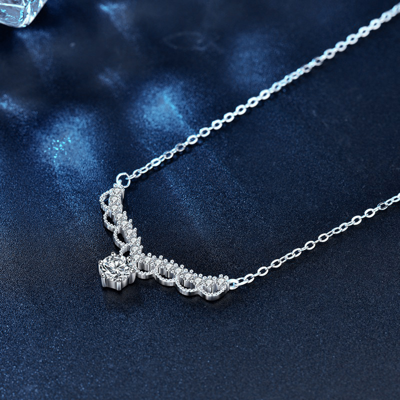 Antler Moissanite Necklace for Women | 925 Sterling Silver Reindeer Pendant | Unique Christmas Gift Jewelry | Minimalist INS Forest Design