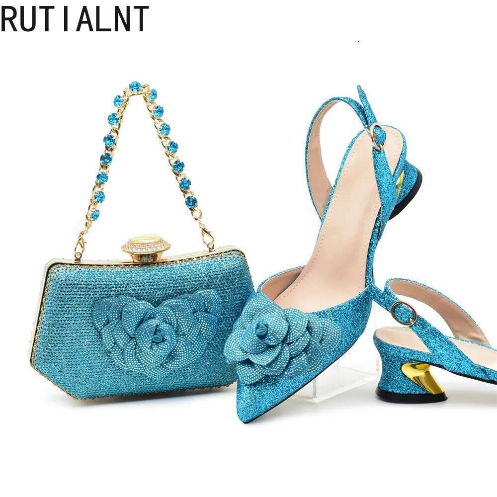 Ladies Shoe Latest Designers Italian Party And Bag Set For Women Rhinestone Wedding Bride Shoes Woman