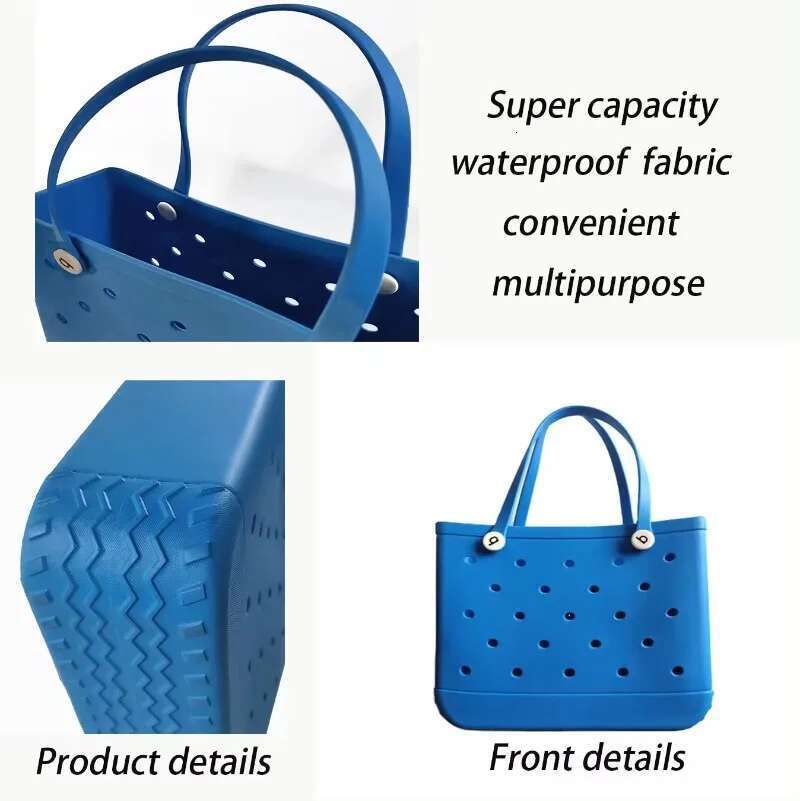 M/L/Xl Fashion Beach Bags EVA Rubber Waterproof Storage Baskets Travel Shopping Handbag Women Shoulder Solid Color Tote Bag
