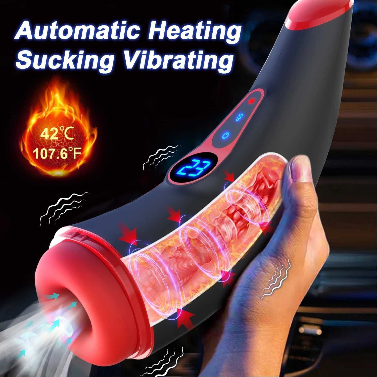 Male Masturbation Cup Automatic Sucking Heating Vibrating Masturbator Blowjob Sex Toys Pocket Pussy Sex Machine Adults Product W250506