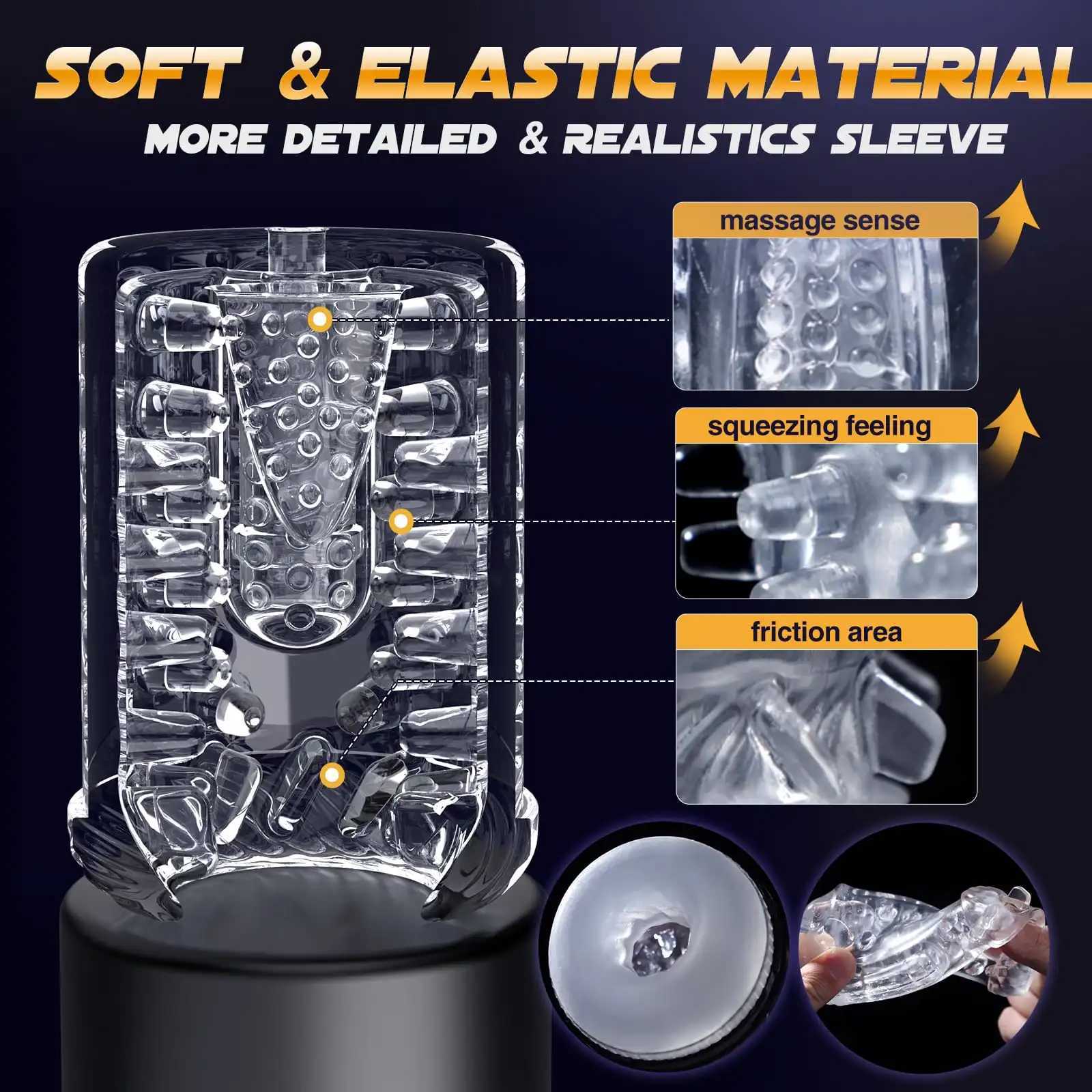 IPX6 LED Automatic Male Masturbator Cup 7 Rotating Licking Thusting Modes Pocket Pussy Stroker Blowjob Sex Toys For Men W250506
