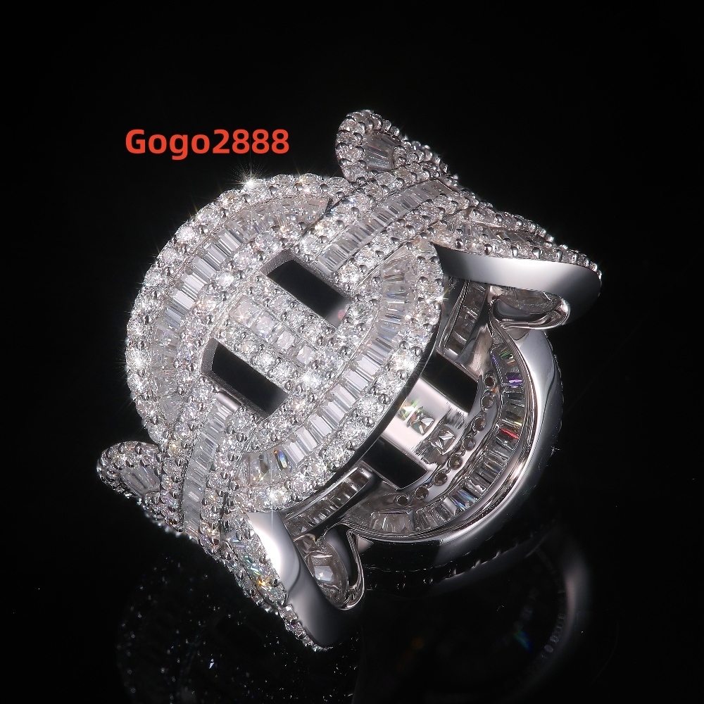 Custom Jewelry VVS Moissanite Ring Hip Hop Men Women Jewelry 925 Silver 10k 14k Real Gold Initial Letter Ring