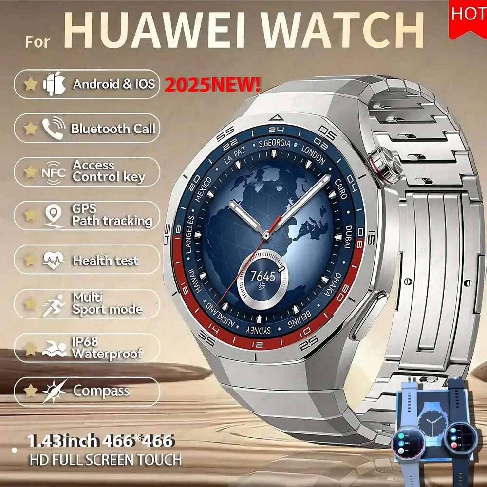 New GT5 Pro For Huawei Smart 1.43 Inch HD AMOLED Screen NFC GPS Tracker Bluetooth Call Health Monitoring Watch Men Women