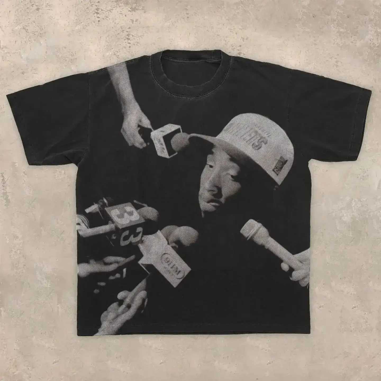 American hip-hop figure print T-shirt casual fashion oversized T-shirt Harajuku Gothic retro T-shirt unisex Y2k topT250505