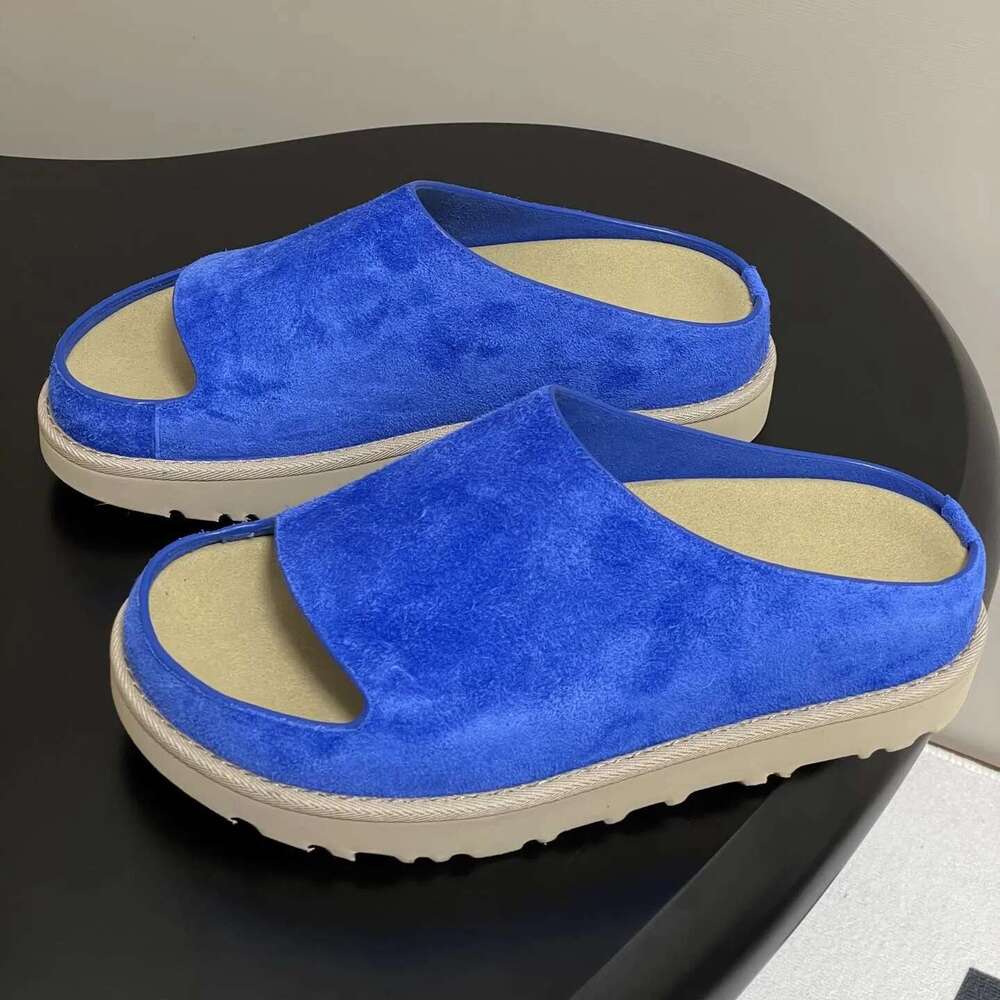 Round Toe Casual Mid Heels Solid Color Thick Bottom Shoes For Women Slip-On Concise Slippers Size 35-40 luxury Spring Autumn New