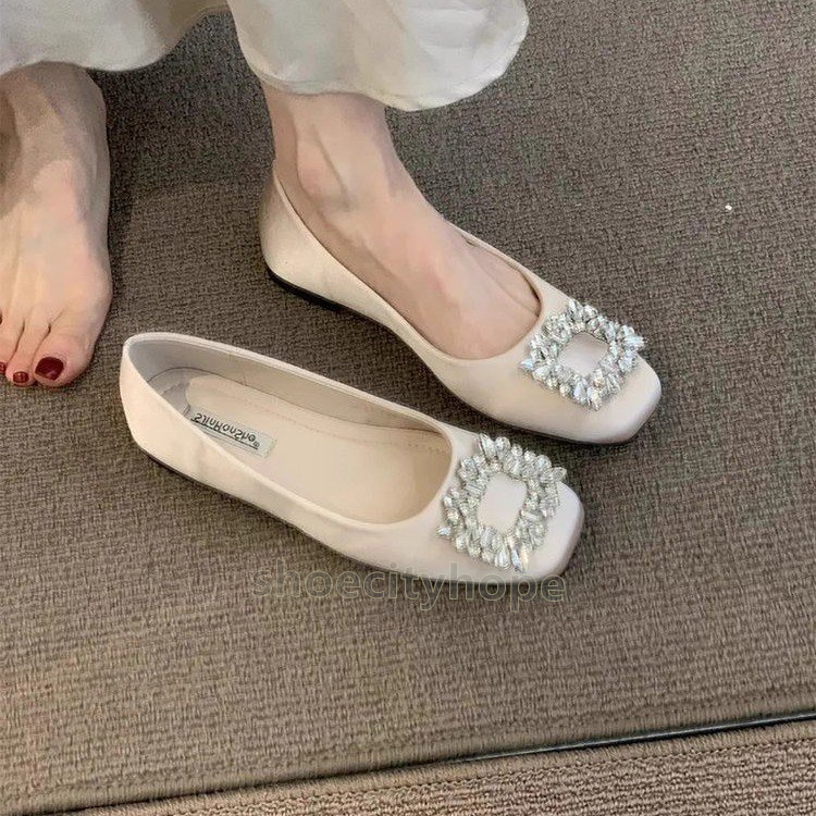 designer sandals women flat heels sandal rhinestone glitter shallow mouth sandale womens commuter wedding party satin face elegant single shoes