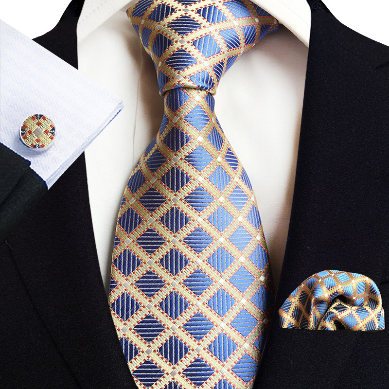Yongfeng Straight 2025 Paisley Waist Flower Mens Tie Pocket Towel Cuff Three Piece Set 250103